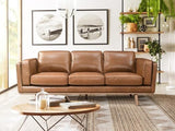 Vente-unique - Canapé 3 Places 100% Cuir de Buffle Premium Marron Vintage Danila