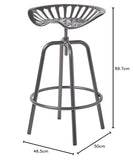 HOMESCAPES Tabouret de Bar Vintage Gris avec siège de Tracteur pivotant, 70 cm