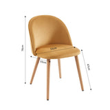 BAÏTA Lot de 2 chaises Macaron Velours Ocre Pieds hêtre Massif