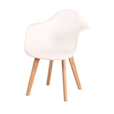 GrandCA HOME Lot de 4 Chaises de Salle à Manger Fauteuils avec Pieds en Bois, Siège en Polypropylène Premuim, Chaises de Cuisine avec Accoudoir pour Salon, Salon Bureau (4, Blanc)