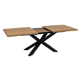 Atmosphera - Table à Manger Extensible Olaf 10 Personnes, 180/220 cm, Effet Bois et Pieds Métal Noir - pour Salon, Salle à Manger