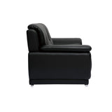 Miliboo Canapé Design 2 Places en Cuir Noir et Acier chromé Tamara