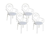 Vente-unique - Lot de 4 fauteuils de Jardin empilables en métal façon Fer forgé - Blanc - GUERMANTES de MYLIA