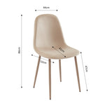 BAÏTA - Lot de 4 chaises Lena Velours Beige Pieds métal Beige