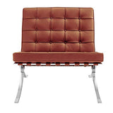 Furnwise Fauteuil de salon moderne en cuir avec cadre en acier inoxydable poli (cognac)