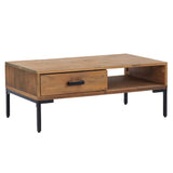vidaXL Table Basse Table d'Appoint Bout de Canapé Meuble de Salle de Séjour Table de Salon Intérieur 90x50x35 cm Bois de Pin Massif Recyclé