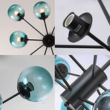 DRYIC Lustre, Lustre Suspension Globes En Verre Spoutnik Suspension Pour Îlot de Cuisine Salon Chambre Salle À Manger/Green/8-