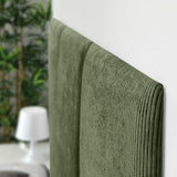 DHOME Tête de Lit Capitonnée en Velours Côtelé Premium Uni Anti-Taches Design Modulaire Vertical Autocollant Tête de Lit Chambre Rembourrée (Vert Forêt, 100cm, Hauteur 80cm, x3)