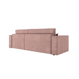 Paris Prix - Canapé d'angle Convertible & Pouf Mollie 269cm Vieux Rose