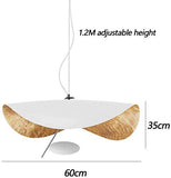 COCOL LED Pendentif En Forme De Feuille Chapeau Doré Suspension Lampe Hauteur Réglable Plafond Suspension Café Bar Chambre Salon Décoration Lustre Système D'éclairage,Blanc,60cm