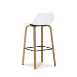 Kosmi Tabouret de Bar Blanc Style scandinave avec Pieds Effet Bois en métal - Hauteur 76cm
