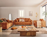 Lisa Design - Rune - Fauteuil en Velours texturé, Rouille
