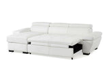 Vente-unique - Canapé d'angle Convertible en Cuir JONOVA - Blanc - Angle Gauche