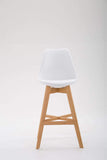 Tabouret De Bar Cannes Dossier Plastique Assie Similicuir I Chaise Haute De Bistrot avec Pied en Bois Et Repose-Pieds I Design Scandinave I Couleur: Blanc, Cadre: Nature