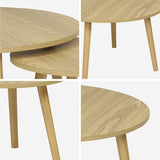 sweeek - Lot de 2 Tables Basses Rondes Effet frêne Népal