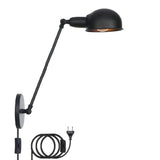 Applique Murale Vintage Noire avec Interrupteur, Lampe de Murale Réglable avec Prise Abat-Jour en Métal Pivotant Lampe de Lecture Murale avec Câble, E27 Lampe de Industrielle Intérieure Chambre Salon