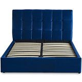 Menzzo Lit Double Luftani avec sommier relevable 140x190cm Velours Bleu