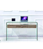 Meubletmoi Console en Verre trempé et Caisson avec tiroir en Bois MDF - Design Contemporain - Ice