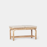 KLAST Banc en Rotin Naturel Kina avec Coussins Déhoussables, Idéale comme Pied de Lit ou Banc, Fabriquée à la Main avec Variations de Couleur