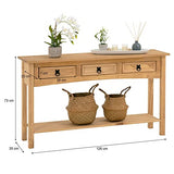 IDIMEX Console Meuble Salsa Table d'appoint en Bois, Meuble de Rangement Entrée ou Salon, avec 3 tiroirs, en pin Massif