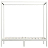 vidaXL Cadre de Lit à Baldaquin Lit Simple Lit Adulte Lit Coffre Sommier à Lattes Chambre à Coucher Maison Blanc 90x200 cm Bois de Pin Massif