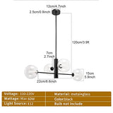 MAZAGE Suspension industrielle d'îlot de cuisine avec abat-jour en verre de globe, plafonniers en métal, lustre noir pour salle à manger de couloir de salon needed