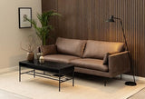 AC Design Furniture Sune Canapé rembourré Effet Cuir 3 Places avec 2 Coussins et Pieds en métal Noir, 200 x 83 x 82 cm (l x H x P)