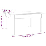 vidaXL Table Basse Table d'Appoint Bout de Canapé Table de Salon Meuble de Salon Salle de Séjour Intérieur Noir 55x55x30 cm Bois Massif de Pin