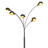 Qazqa sixties - Lampadaire - 5 lumière - H 1980 mm - Noir et Or - Design - éclairage intérieur - Salon I Chambre