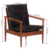 ULUYYUC Fauteuil, fauteuil de lecture, confortable, fauteuil de salon, balcon, convient pour salle de société, bureau, chambre à coucher, en cuir véritable et bois massif d'acacia noir