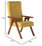 ESSEGI Fauteuil en Bois FIAMMETTA SRL Relax inclinable Tissu Jaune Déhoussable