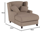 CAVADORE Assado Fauteuil rembourré avec Pieds en Bois, Grande Assise, Rembourrage et 2 Coussins Moelleux, Tissu structuré, Beige foncé, 109 x 104 x 145 cm (l x H x P)