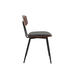 Miliboo Chaises Vintage en Bois foncé Noyer assises Noires et métal Noir (Lot de 2) Joline