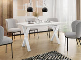 WFL GROUP Table de Salle à Manger rectangulaire Extensible - Grande Table de Style Moderne avec Pieds métalliques Blanc - 160 à 260 cm - Compacte - Marbre Blanc