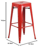 Flash Furniture Meubles Flash Tabouret de Bar en métal coloré pour Restaurant, Plastique, Caoutchouc, Rouge, Lot de 4