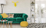 Menzzo Grand canapé 3 Places Chesterfield Velours Vert