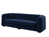 Vente-unique - Canapé 3 Places Chesterfield Stanley - Velours Bleu Nuit