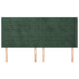 vidaXL Tête de Lit avec Oreilles Meuble de Chambre à Coucher Accessoire de Lit Double Tête de Cadre de Lit Vert Foncé 203x16x118/128 cm Velours