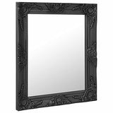 Tidyard Miroir Mural Style Baroque 50x60 cm Noir Montage Mural Miroir, Miroir Cosmétiques de Vanité Muraux pour Salle de Bain, Salon, Chambre, Dressing, Couloir, Mur, Entrée