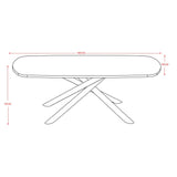 Casa Vital Table à manger AZGON, blanc et or, 180 x 90 x 76 cm, pierre frittée, motif marbre blanc avec veines dorées, pieds en métal noir avec forme intéressante