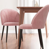 HOMCOM Lot de 2 chaises de salon et salle à manger rembourrées, chaises ergonomiques style nordique en métal et velours, 52 x 54 x 79 cm, rose