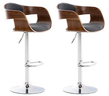CLP Lot De 2 Tabourets De Bar Kingston en Tissu I Chaise Haute De Bar Réglable en Hauteur I Piètement Métallique I Rembourrage Epais, Couleur:Noyer/Gris foncé
