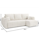 BAÏTA Canapé d'angle REFA Convertible Tissu Bouclette Blanc