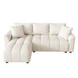 Sapgaks Canapé d'angle,Canapé 3 Places,anapé d'angle Convertible en L, Tissu Chenille,avec 2 Coussins décoratifs,adapté au Salon et à l'appartement (Beige)