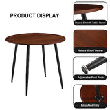 Ensemble de table à manger ronde en bois avec chaises de salle à manger en velours 4 pièces pour petite salle à manger pour la maison, la cuisine, le bureau, la réunion, le café, couleur ros