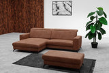 CAVADORE Canapé d'angle Bounce Aspect Cuir Vintage/Canapé d'angle avec Chaise Longue + Pieds Métal Noir Mat / 290x88x178 / Microfibre Marron Selle