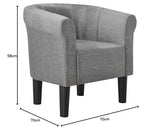 [en.casa] Fauteuil Chaise Siège Tissu Polyester Plastique Gris 70 x 70 x 58 cm