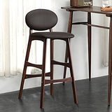 Hwsy Tabourets de Bar en Bois Massif Simples et Modernes, Pieds en Noyer avec siège en PU, Chaise de Petit-déjeuner à Dossier, Hauteur d'assise 75 cm (Couleur: Noir) Interesting