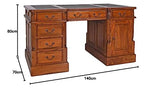 Palazzo Mar033 Bureau de chef de style colonial en acajou massif style ancien avec cuir synthétique 140 cm