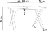 WFL GROUP Table de Salle à Manger rectangulaire Extensible - Grande Table de Style Moderne avec Pieds métalliques Blanc - 160 à 260 cm - Compacte - Marbre Blanc